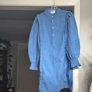 FRNCH Blue Long Sleeve Bishop Sleeve Dress